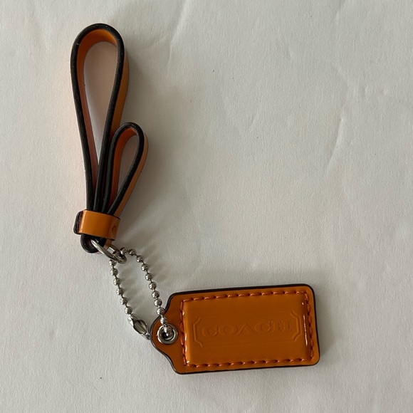 Coach Accessories - Coach Orange Leather Fob Hangtag Keychain w/silver ball chain- New never used